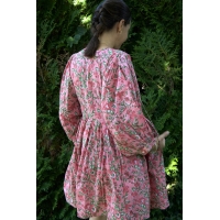 Robe rose et verte courte en coton