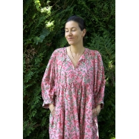 Robe rose et verte courte en coton
