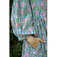 Robe bleu vert courte en coton