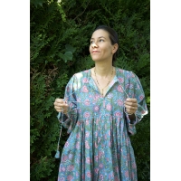 Robe bleu vert courte en coton