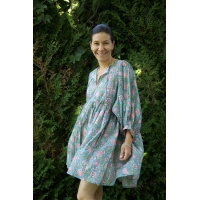 Robe bleu vert courte en coton