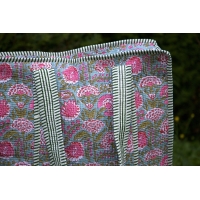Sac cabas en coton avec fermeture éclair matelassé bleu rose vert