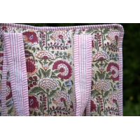 Sac cabas beige en coton à fleurs avec fermeture éclair