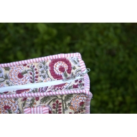 Sac cabas beige en coton à fleurs avec fermeture éclair