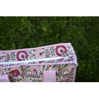 Sac cabas beige en coton à fleurs avec fermeture éclair