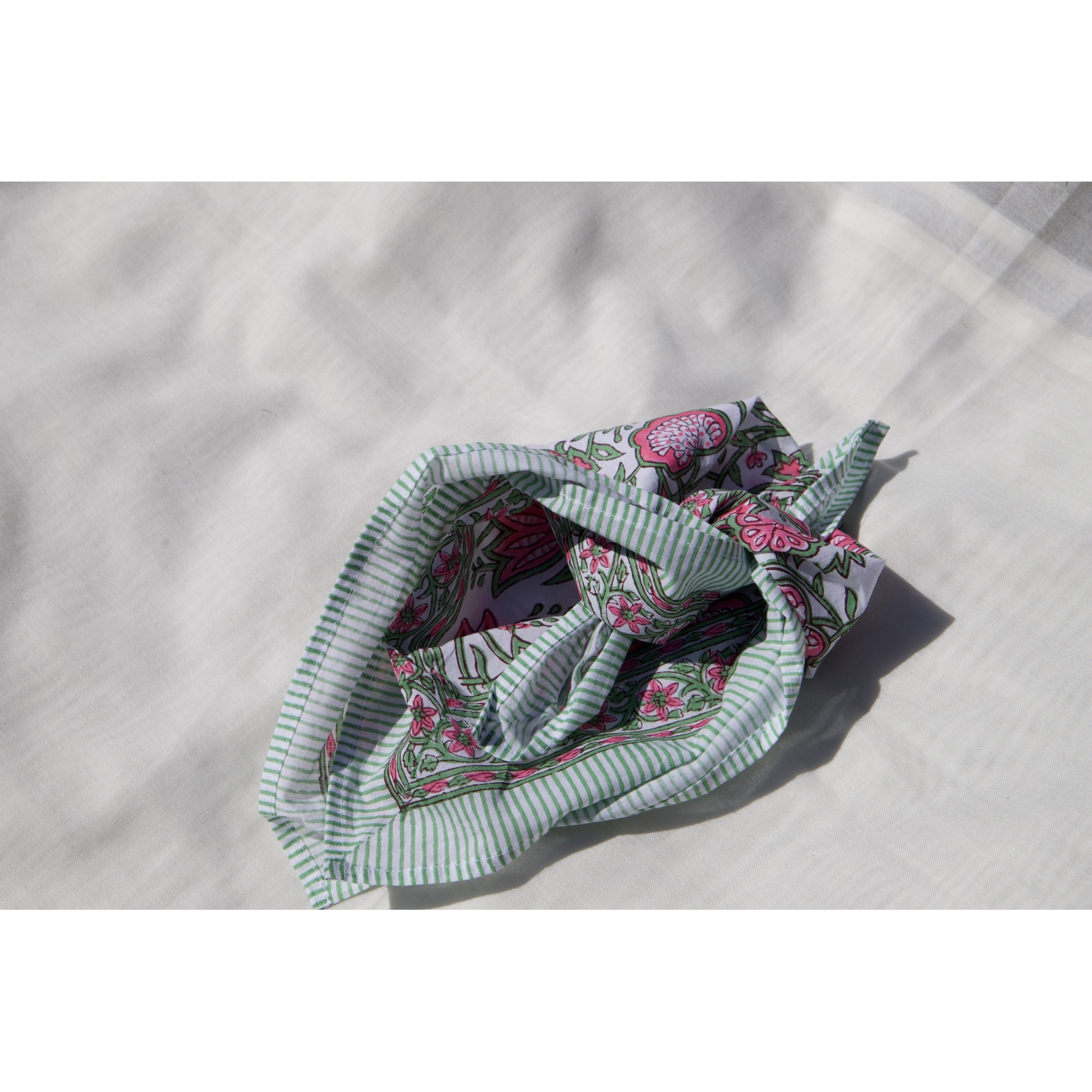 Mini foulard carré coton rose